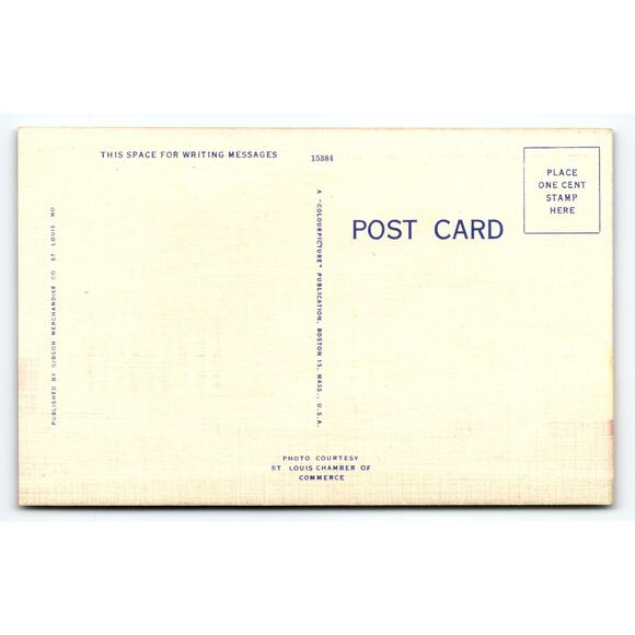 Vintage Linen Postcard New Municipal Auditorium St. Louis MO 1940s - Picture 2 of 2